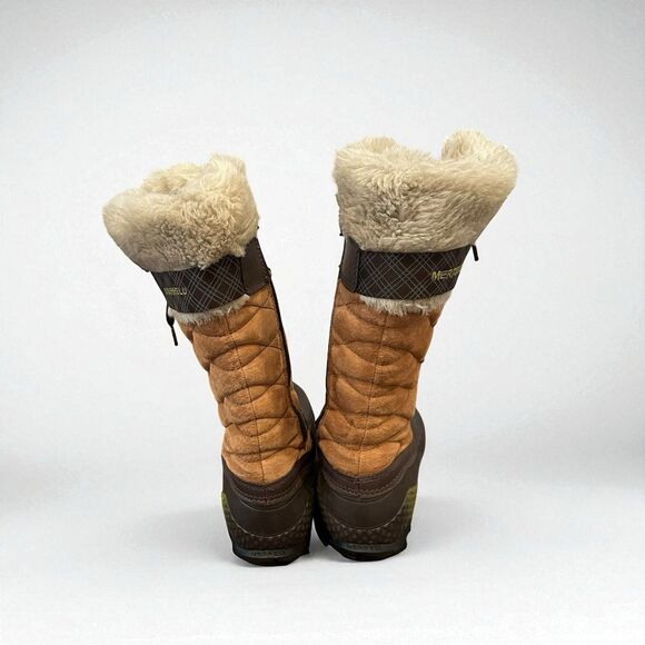 Merrel Boots Womens 8 Winterbelle Peak Waterproof Insulated Faux Fur Brown Boot - Picture 5 of 14